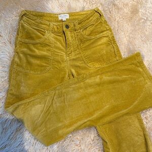 Anthropologie Pilcro The Icon Flare Corduroy Pants Mustard Yellow size 27.